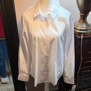 Liz Claiborne White Wrinkle Free Cotton Blouse